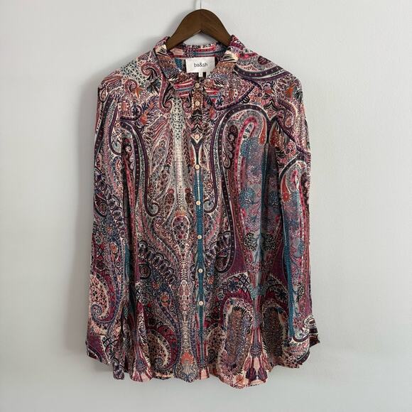 BA & SH | Women’s Blake Paisley Print Long Sleeve Blouse Lady Shirt Button Down - Picture 3 of 13